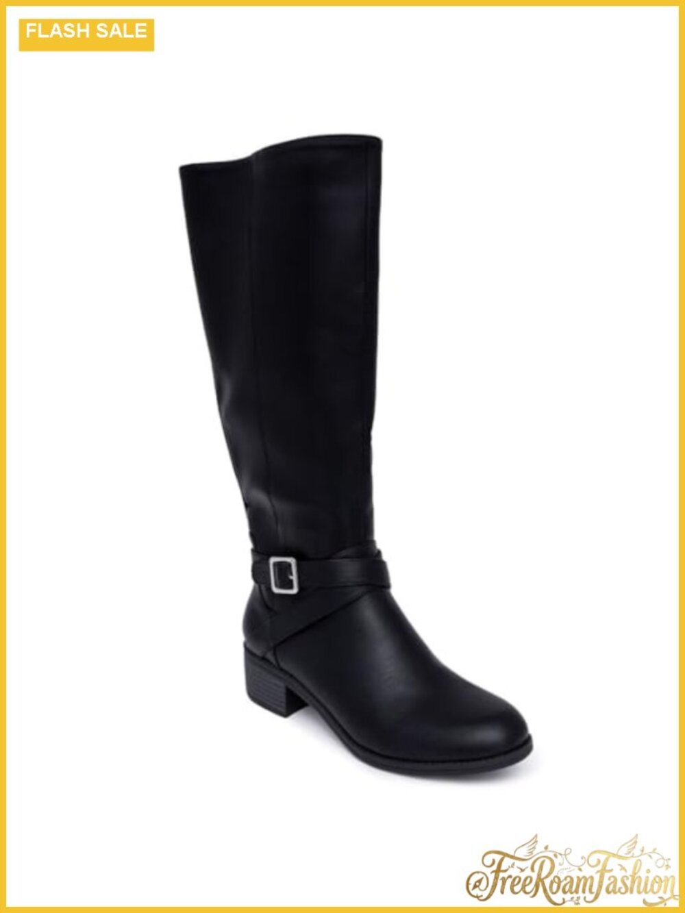 Nautica Faux Leather Knee-High Riding Boots Zip Block Heel